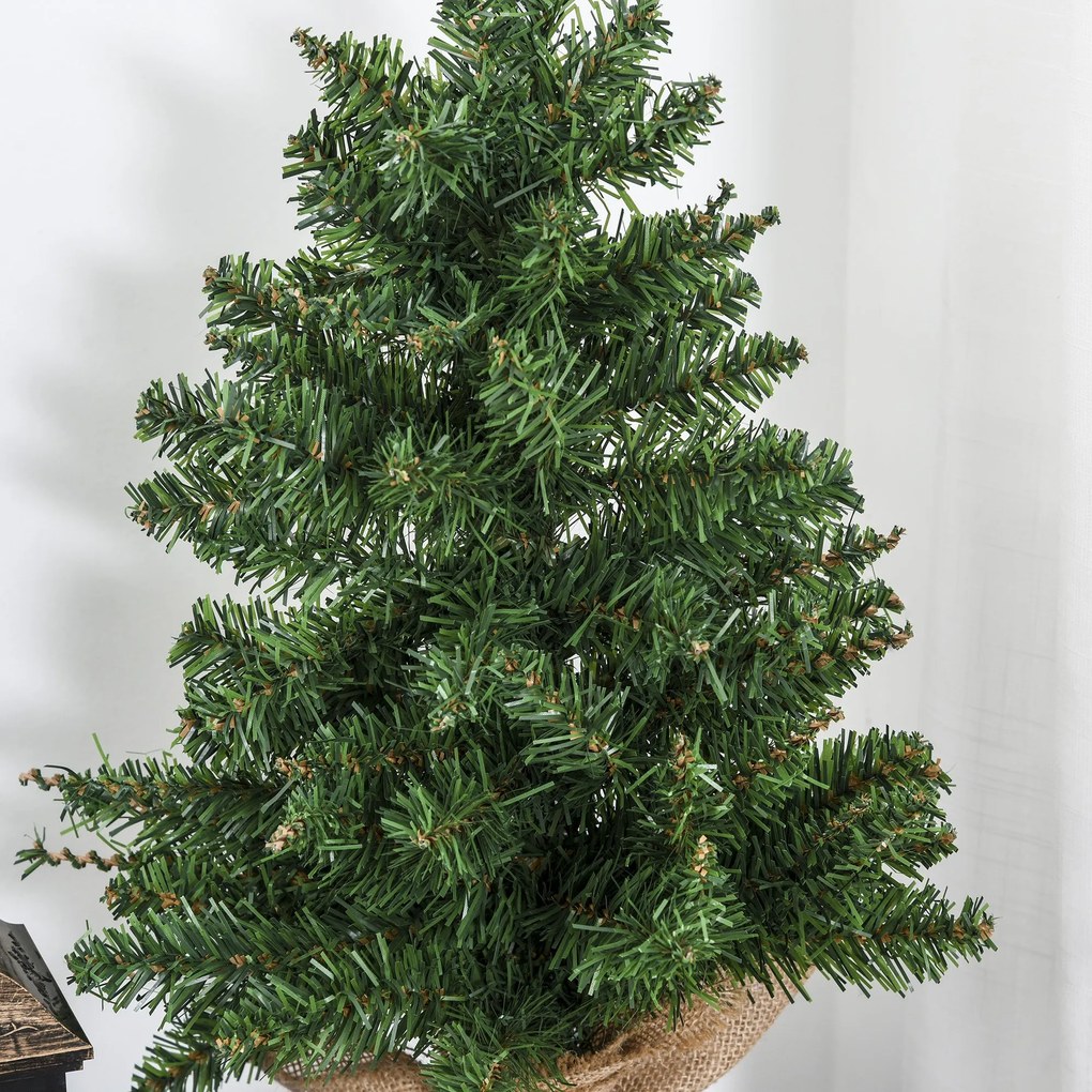 Árvore de mesa de Natal Artificial de 60cm com base de pano de 70 pontas Mini Ornamentos 35 x 60cm