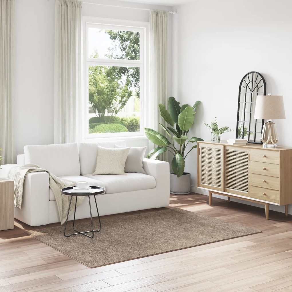 Tapete Shaggy vidaXL com base de látex Marrom 140x200 cm