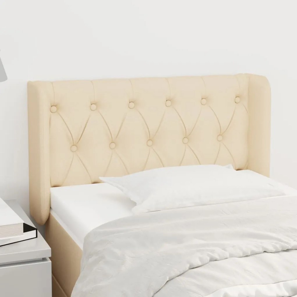 Cabeceira de cama c/ abas tecido 83x16x78/88 cm creme