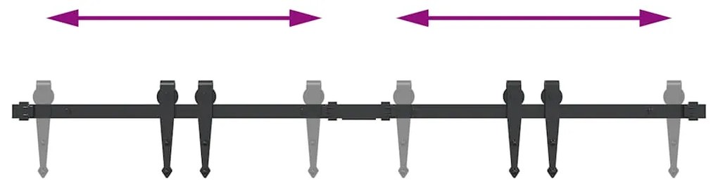 Kit p/ porta de armário deslizante 122 cm aço carbono