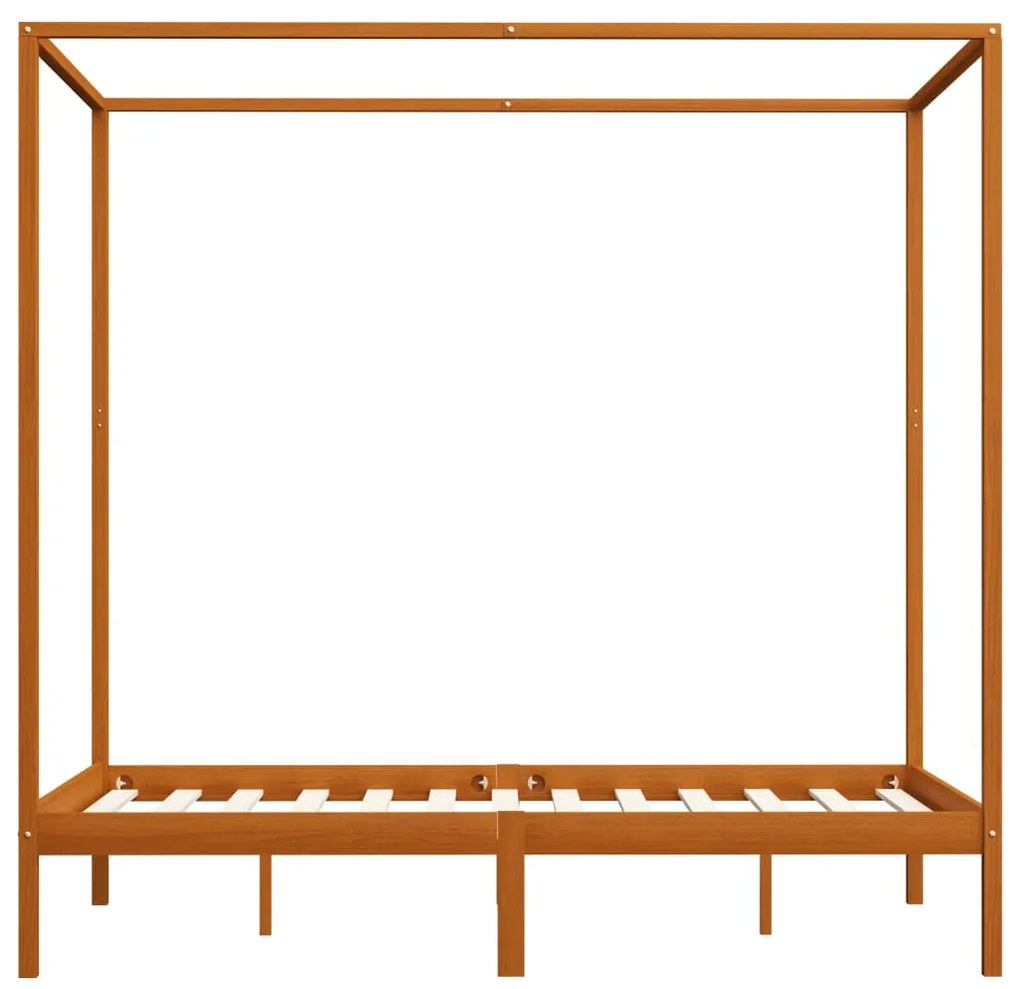 Estrutura de cama com toldo 120x200cm pinho maciço castanho mel