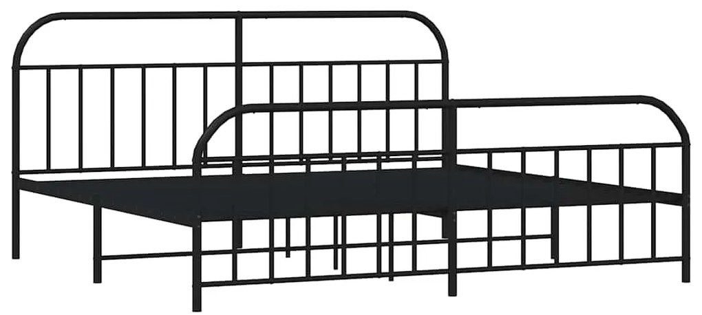 Estrutura de cama com cabeceira e pés 193x203 cm metal preto