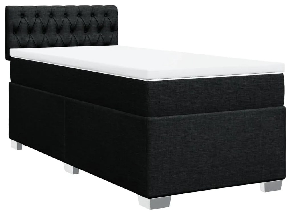 Cama com molas/colchão 90x190 cm tecido preto