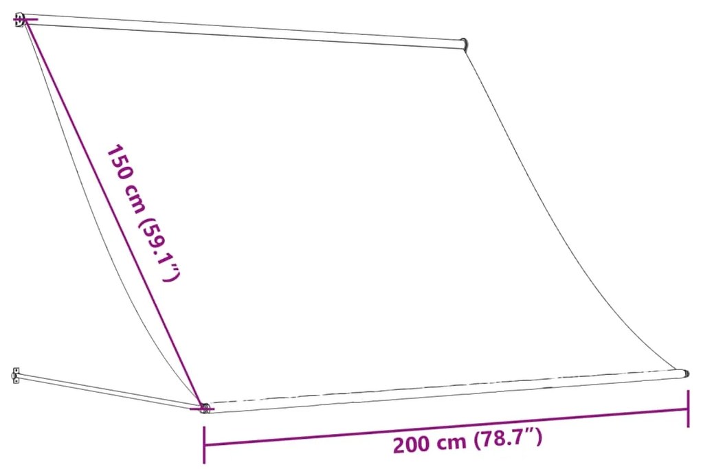 Toldo retrátil 200x150 cm tecido e aço cor creme
