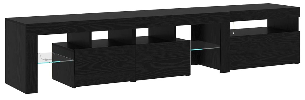 Gabinetes de TV vidaXL 2 peças com luzes LED de carvalho preto em made
