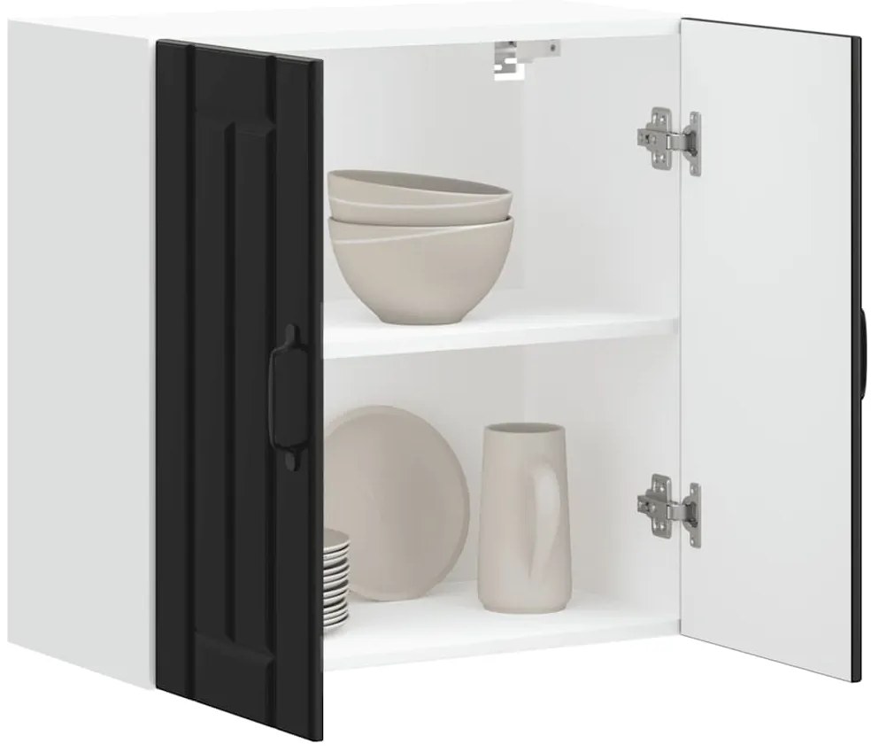 vidaXL Armário de parede da cozinha Lucca derivados de madeira preto