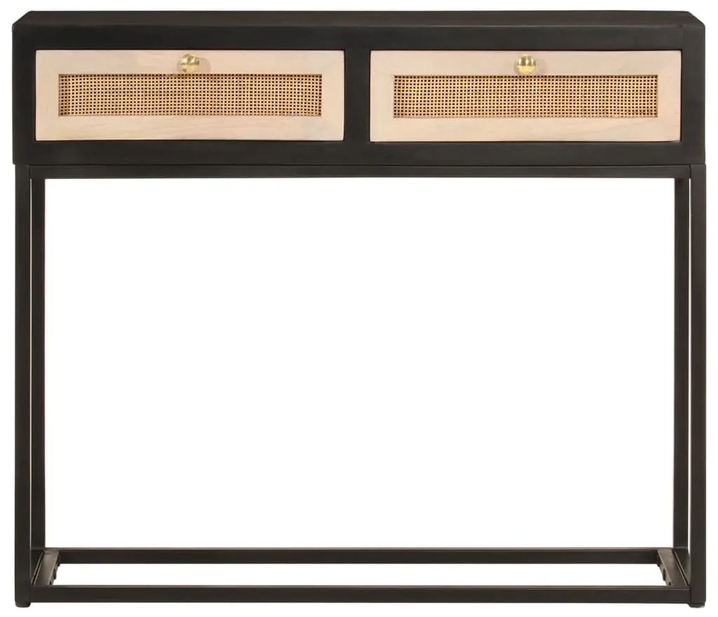Mesa consola 90x30x76 cm mangueira maciça e ferro preto