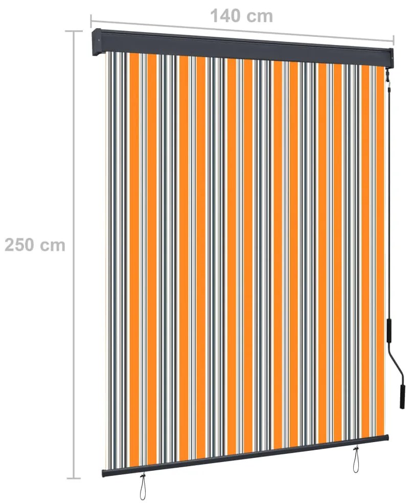 Estore de rolo para exterior 140x250 cm amarelo e azul