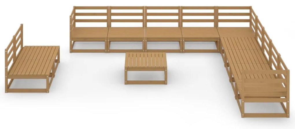 12 pcs conjunto lounge de jardim pinho sólido castanho mel