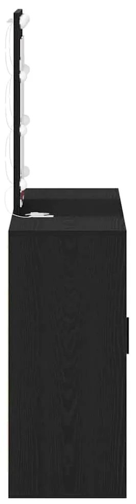 Mesa de maquiagem vidaXL com Luzes de LED Carvalho Preto 102x33x135 cm