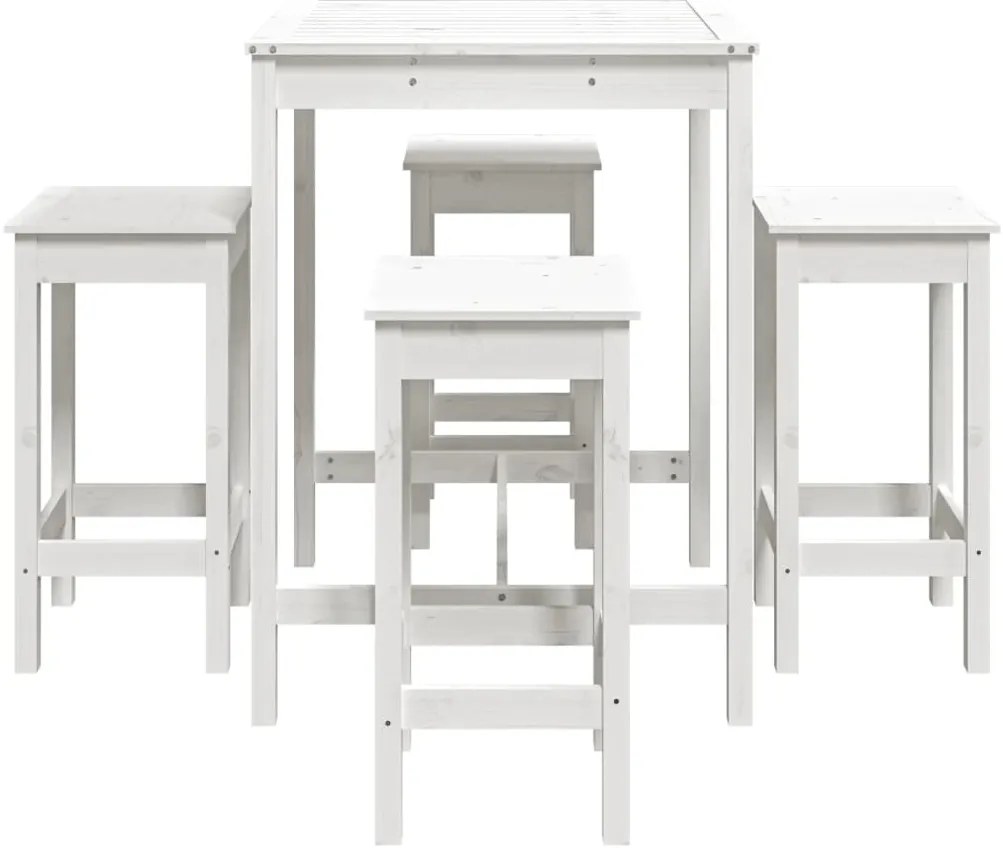 5 pcs conjunto de bar para jardim pinho maciço branco