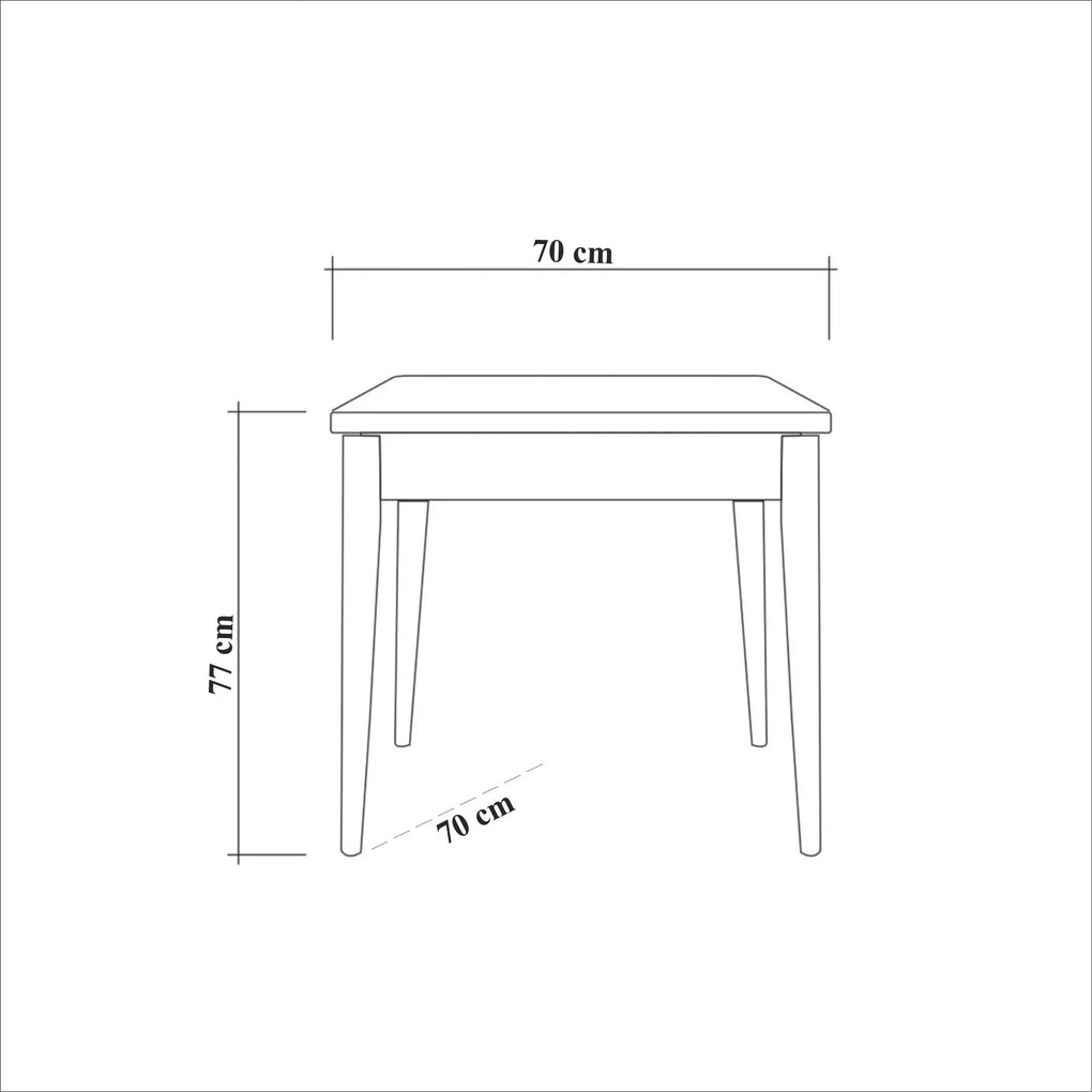 Conjunto de Mesa e Cadeiras Oliver – Preto – Mesa: 70x77x70 cm, Cadeir