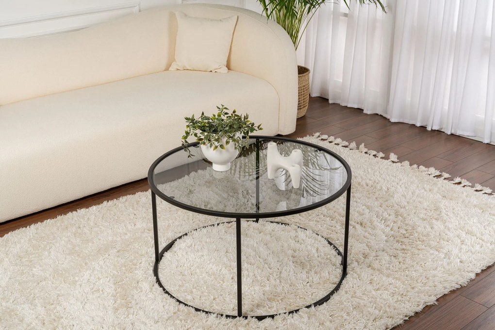 Mesa de Centro Black-Grey-80 – Preto – 80x43x80 cm | Tribo Home