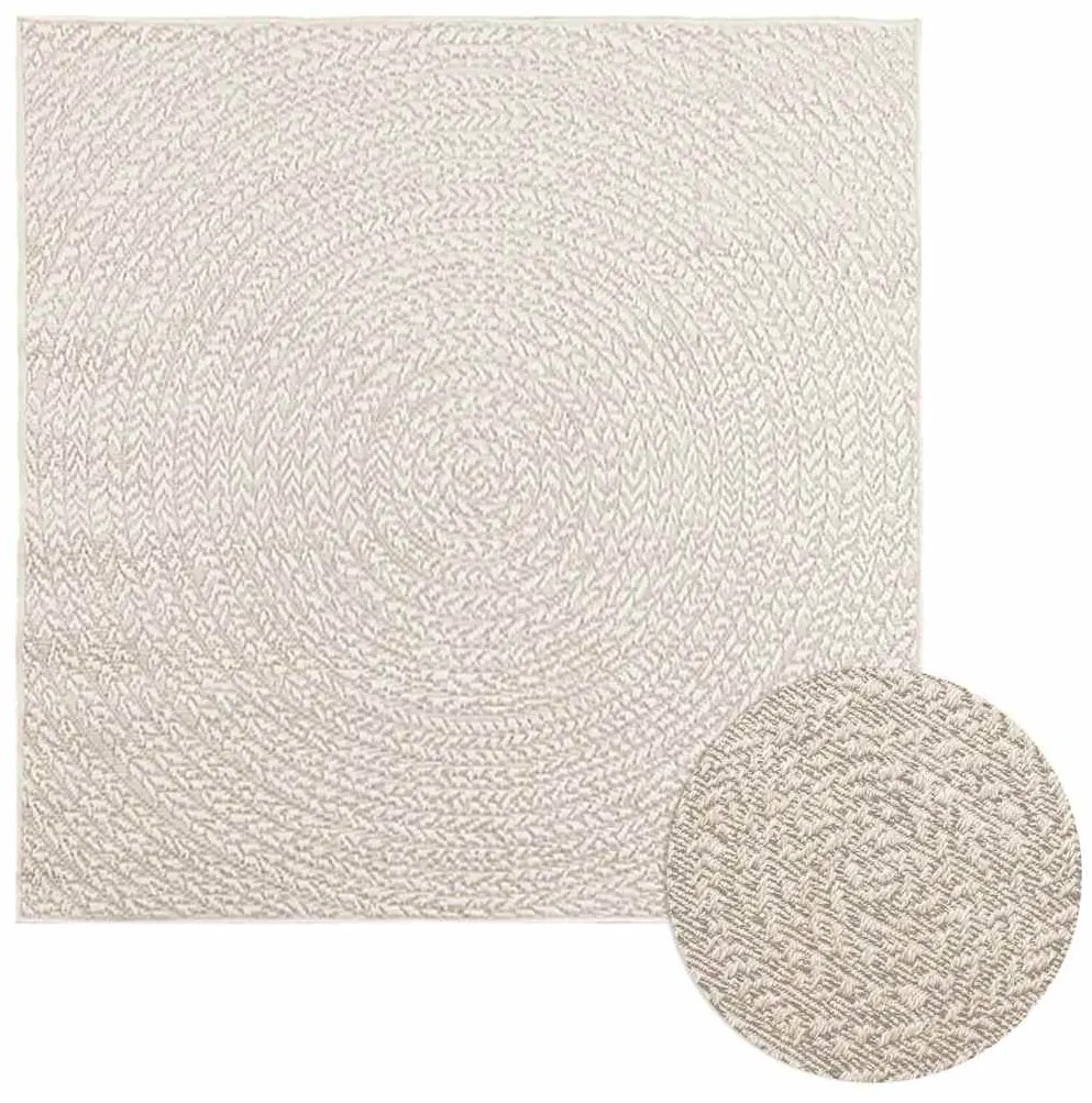Tapete ZIZUR creme 120x120cm aspeto de juta interior e exterior