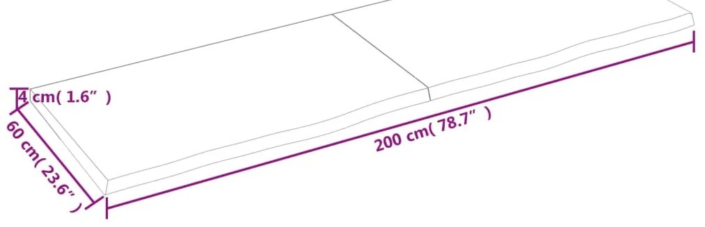 Bancada p/ WC 200x60x(2-4)cm madeira tratada maciça castanho