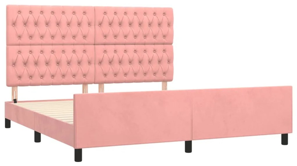 Estrutura de cama c/ cabeceira 180x200 cm veludo rosa