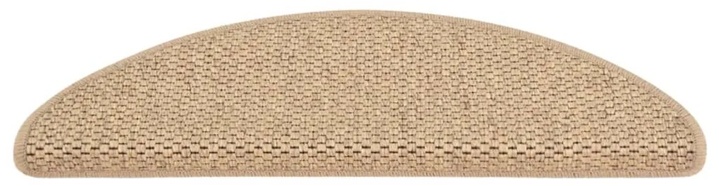 Tapetes escada adesivos aspeto sisal 15pcs 65x21x4cm cor areia