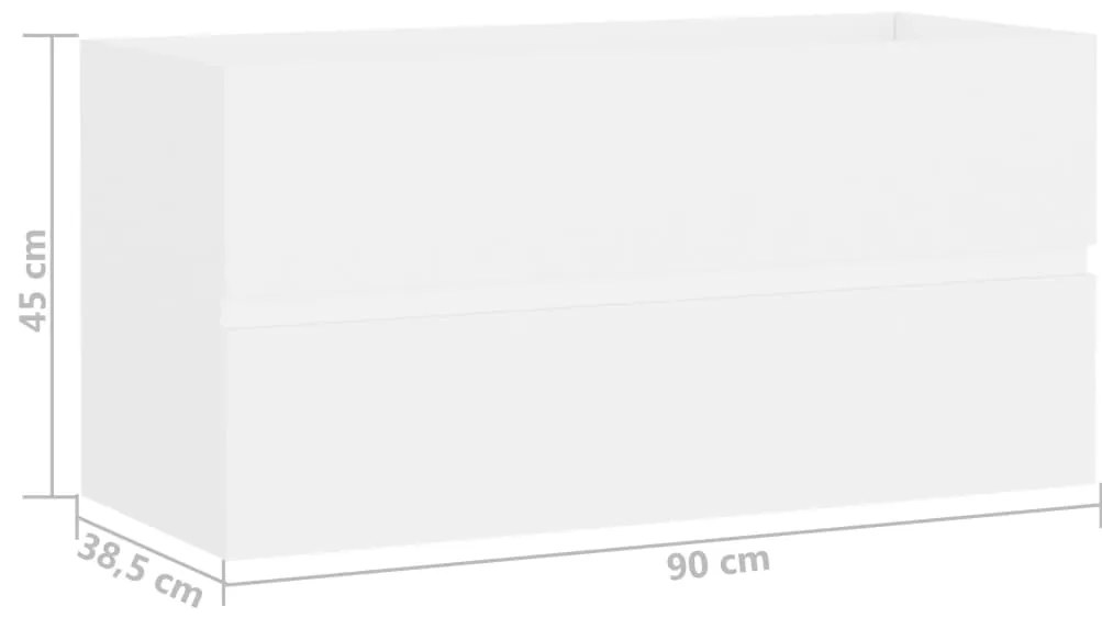 Armário de lavatório 90x38,5x45 cm derivados de madeira branco