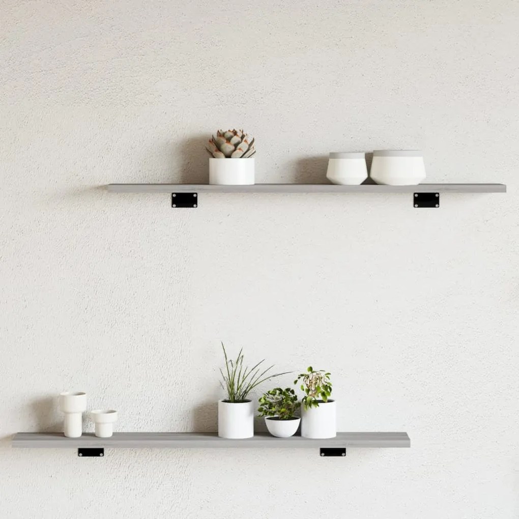 vidaXL Prateleiras de parede 4pcs derivados de madeira cinzento sonoma