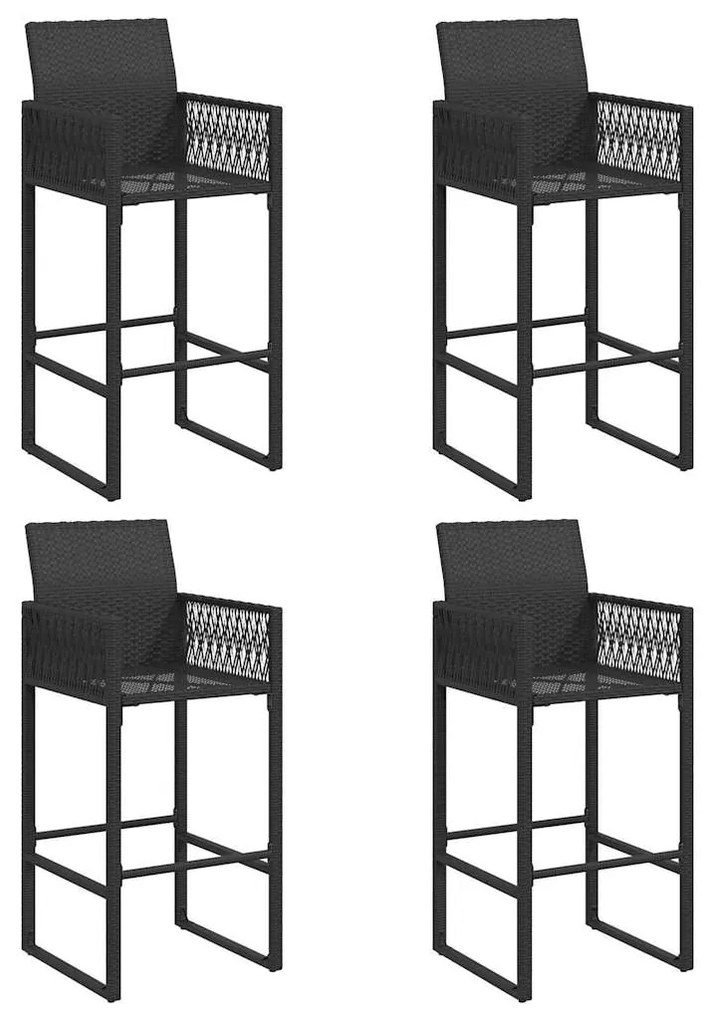 5 pcs conj. de bar jardim sem almofadões vime PE/acácia preto
