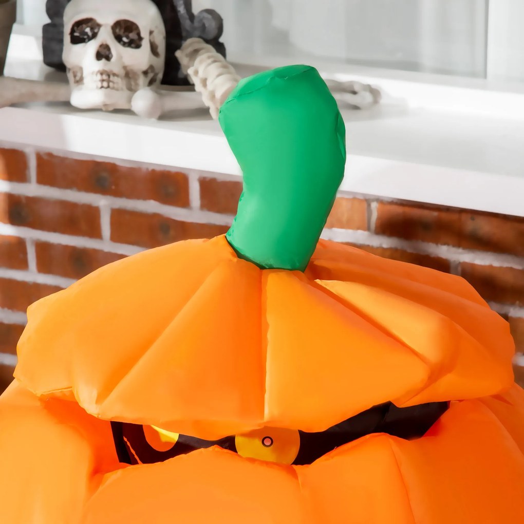 Abóbora Insuflável de Halloween com Gato Altura 91-115cm Decoração de Halloween com Luzes LED IP44 2 Infladores para Jardim Festas Exterior