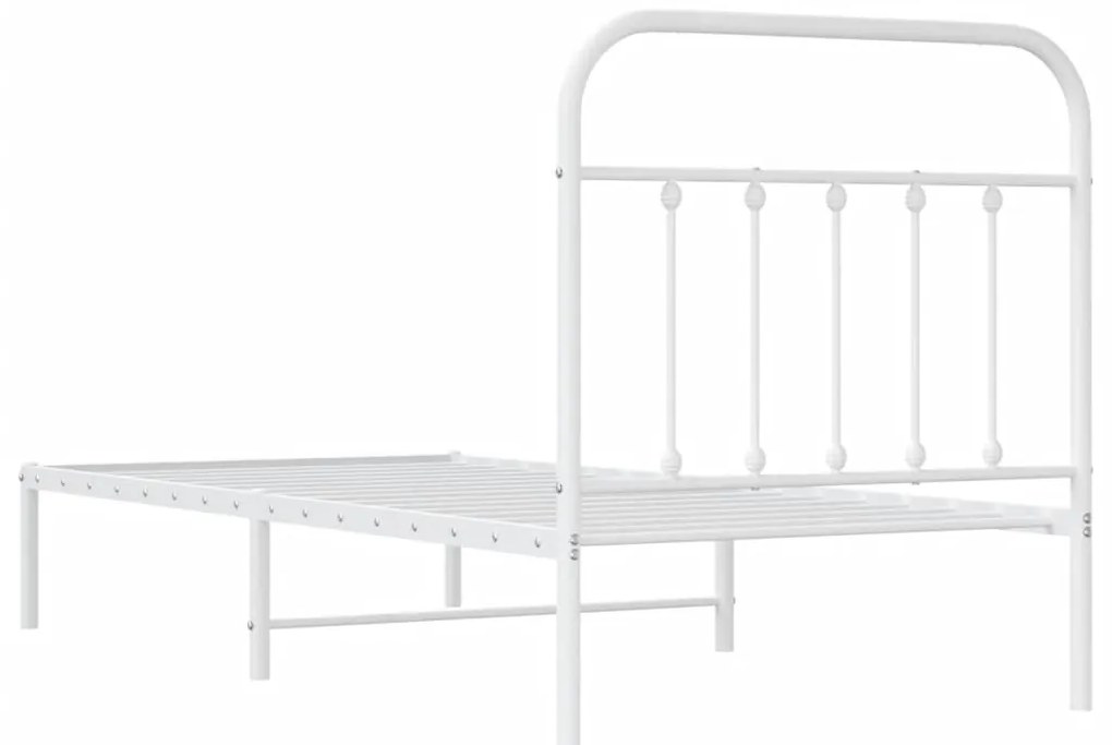 Estrutura de cama com cabeceira 90x190 cm metal branco