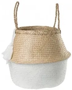 Cesto Em Junco Kahs Borl Ø35 X 32 Cm & Branco - Sklum