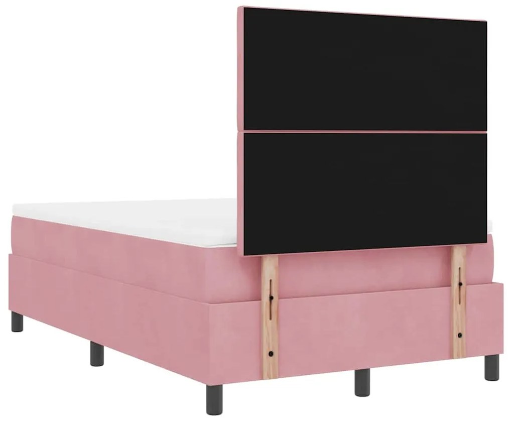 Cama Box Spring vidaXL com Colchão e LED Rosa 120x190 cm Veludo