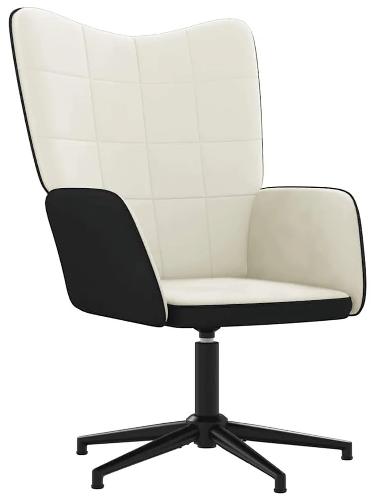 Cadeira de descanso com banco PVC e veludo branco nata