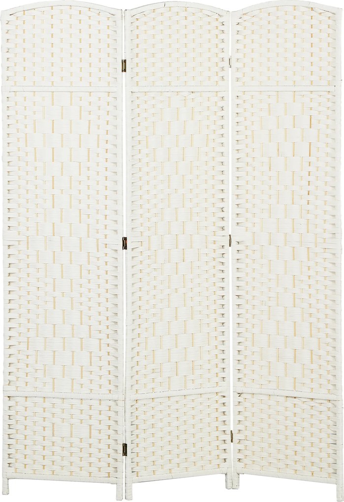 Biombo interior de madeira com 3 painéis 135 x 180 cm, divisória dobrável para sala ou quarto, branco