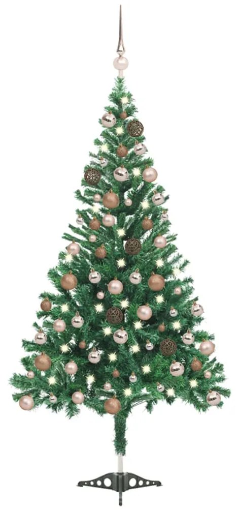 vidaXL Árvore de Natal artificial pré-iluminada com bolas 230 ramos