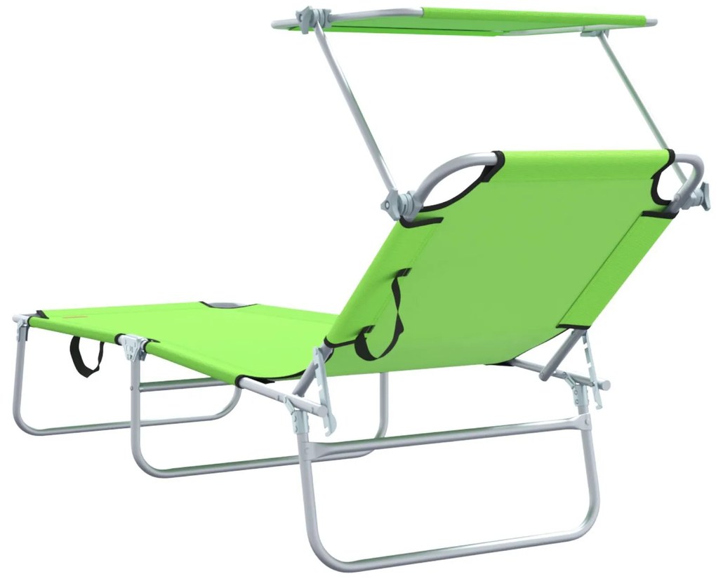Espreguiçadeiras Dobráveis 2 pcs com Teto Verde Tecido Oxford 600D