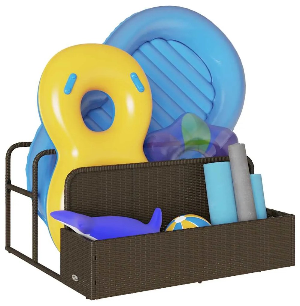 Armazenamento de bóias junto à piscina 110x100x57 cm vime PE