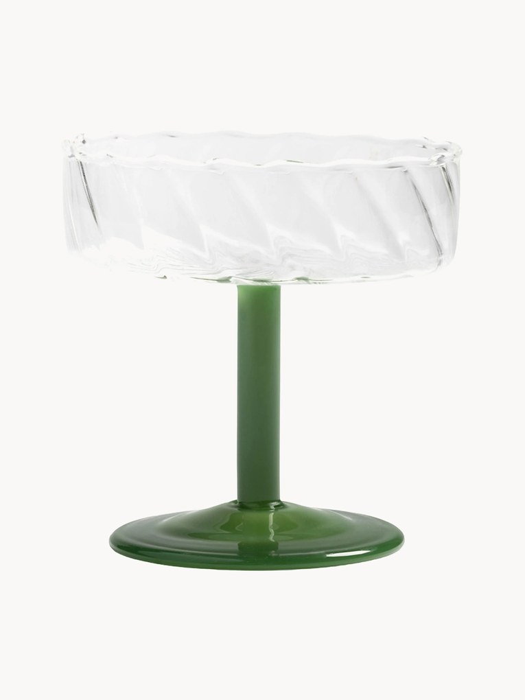 Taças de champanhe em vidro de borossilicato artesanais Twirl, conjunto de 2