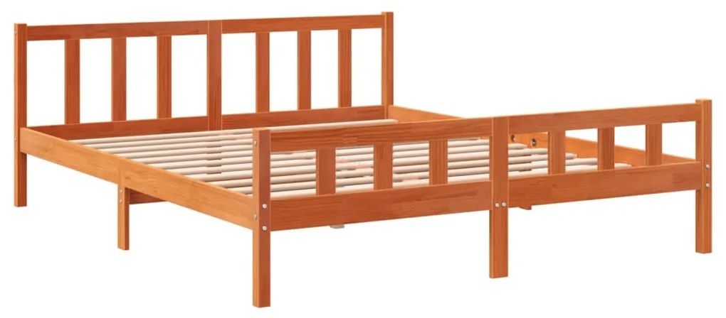 Cama sem colchão 160x200 cm madeira pinho maciço castanho-mel