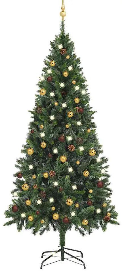 vidaXL Árvore Natal artificial pré-iluminada c/ bolas 180 cm verde