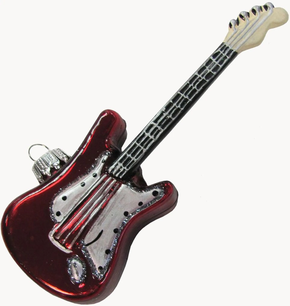 Ornamento de Natal pintado à mão guitarra