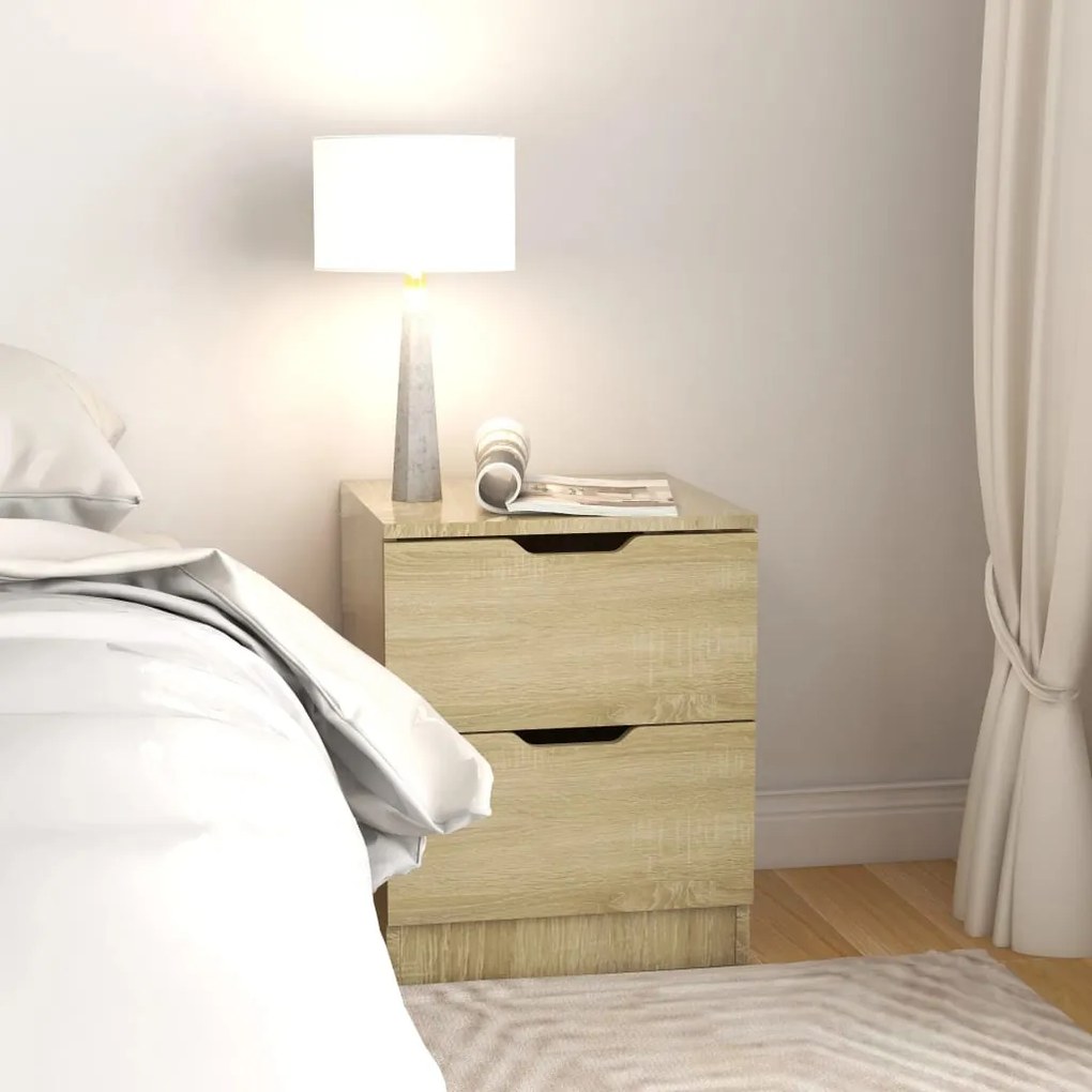 Mesas cabeceira 2pcs 40x40x50cm contraplacado carvalho sonoma