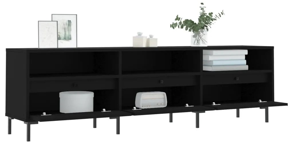 Móvel de TV 150x30x44,5 cm derivados de madeira preto