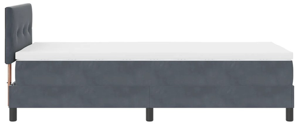 Cama Box com Colchão vidaXL Cinza Escuro 90x200 cm Veludo