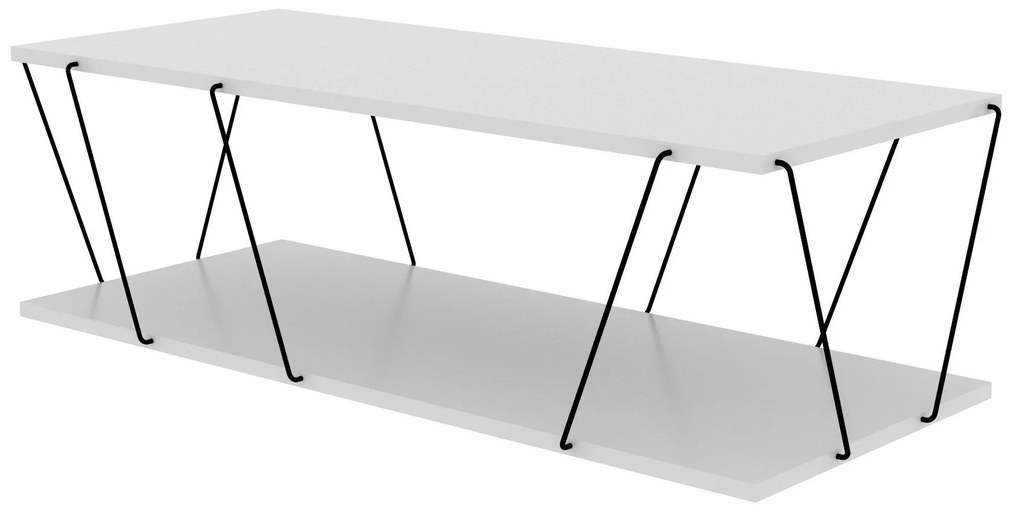 Conjunto de Mobiliário de Sala Basak – Branco e Preto – TV Stand 150x9