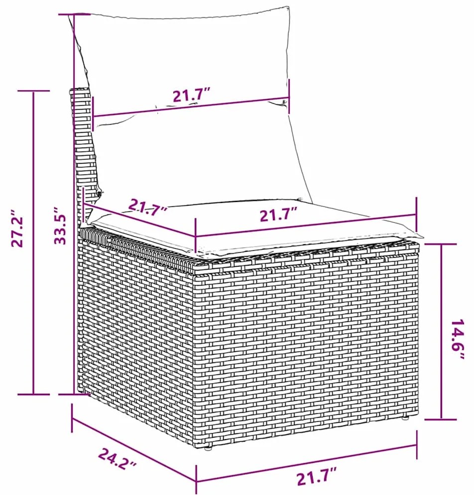 Conjunto de Sofá de Jardim 9 Peças com Almofadas de Rattan Preto e Acá