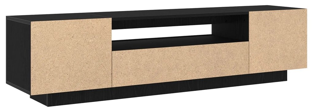 Gabinete de TV vidaXL com luzes LED em Preto Carvalho, 160x35x40 cm em