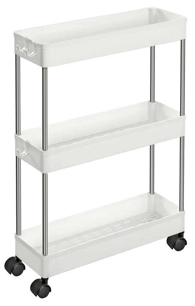 Carrinho de armazenamento estreito com rodas para espaços pequenos | SONGMICS | 40.1 x 13 x 60.6 cm | branco | KSC007W01.
