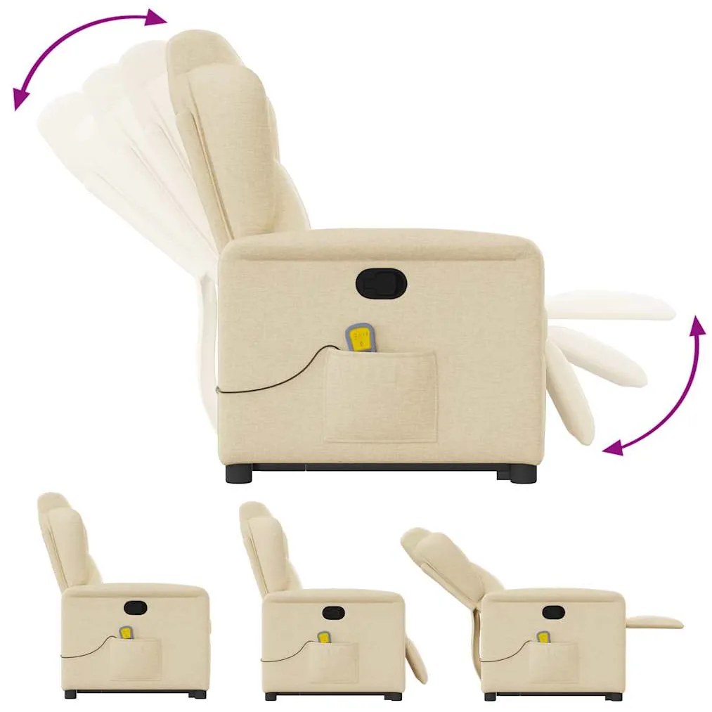 Poltrona elevatória de massagens tecido cor creme