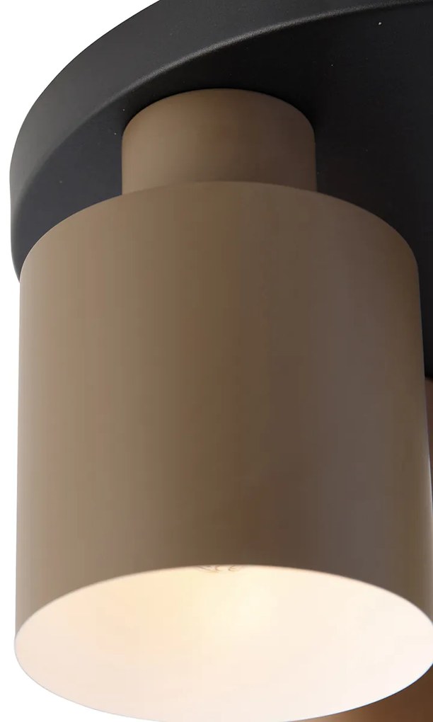 Candeeiro de teto bronze com taupe e bege 3 luzes - Ans Moderno