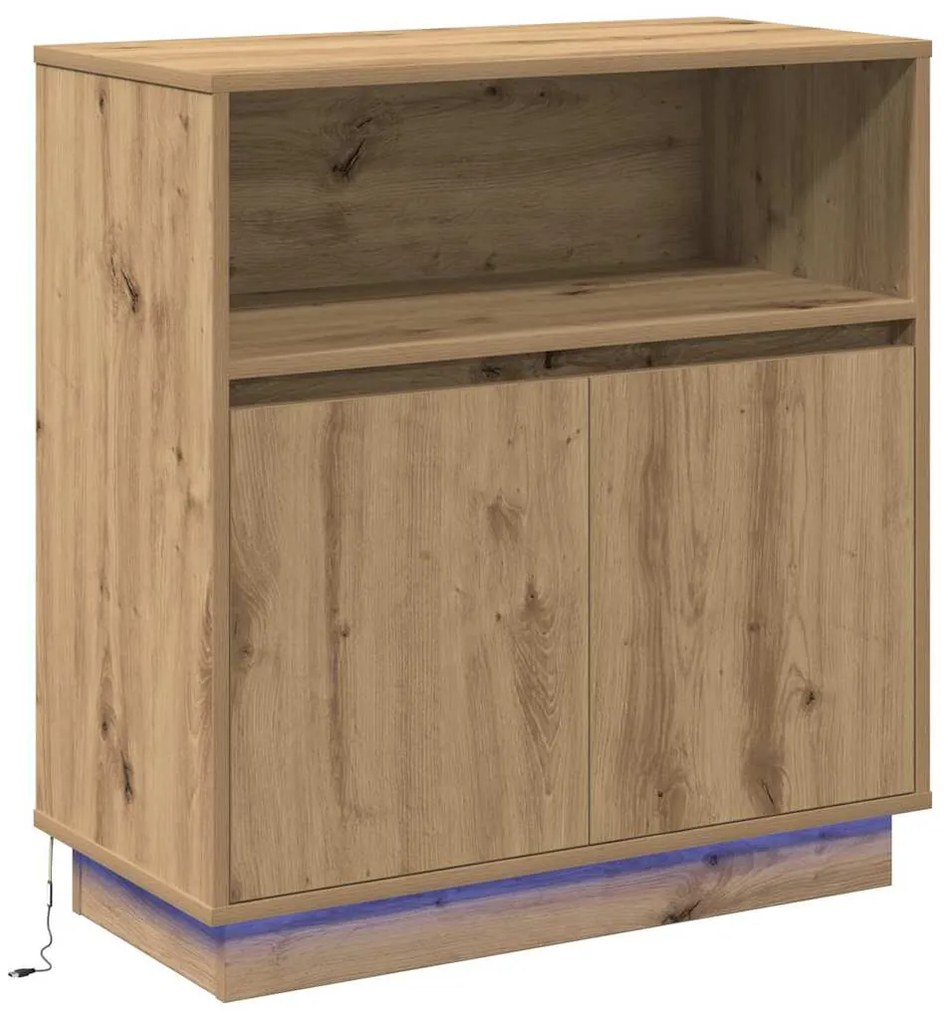 Aparador com LED Carvalho Artesanal 71x34,5x75 cm Madeira de Engenhari