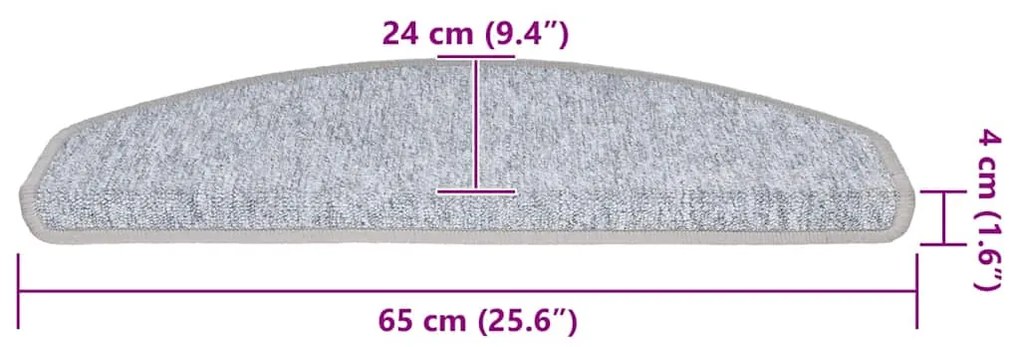 Tapetes de escada 30 pcs 65x24x4 cm cinzento-claro