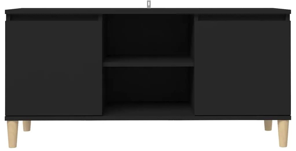 Móvel de TV com pernas de madeira maciça 103,5x35x50 cm preto