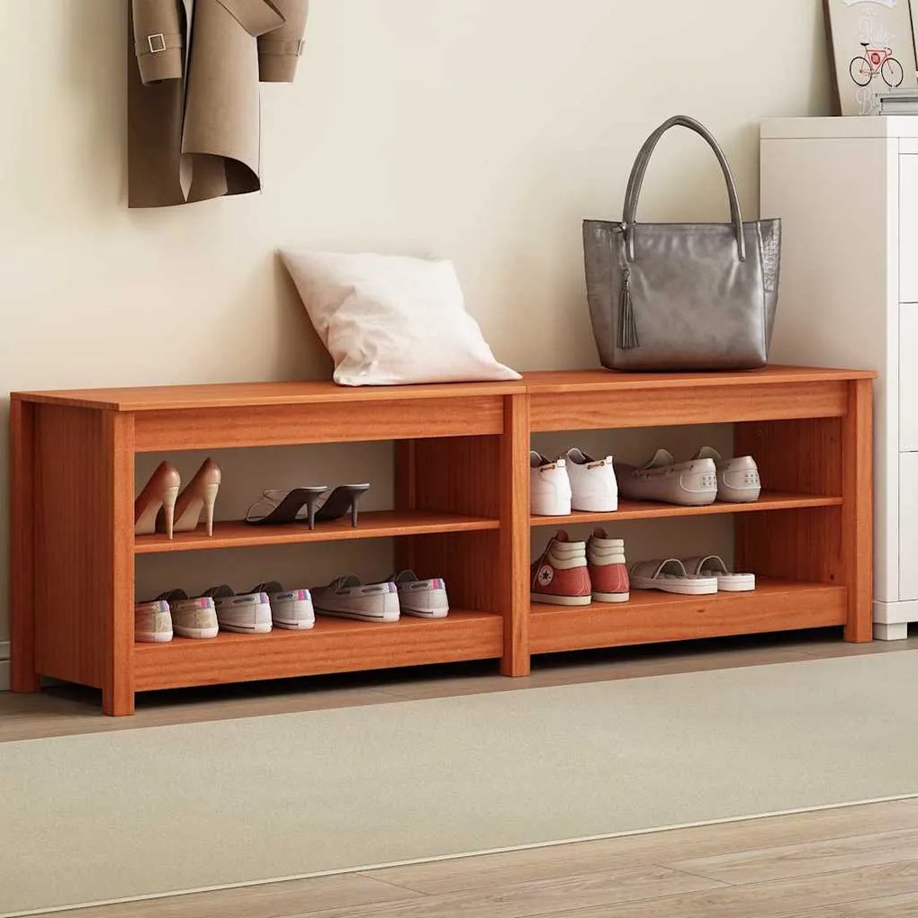 vidaXL Banco para Sapatos Marrom Cera 160 x 36,5 x 50 cm
